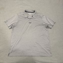 Oakley Polo Shirt Men's Size 2XL Gray Solid Regular Fit Short Sleeve Hydrolix