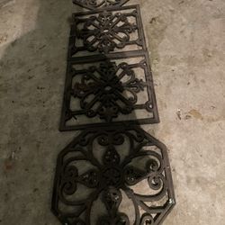 Decorative Set Of Four Black Outdoor Hard Rubber Colonial Williamsburg Garden Stepping Stones Tiles