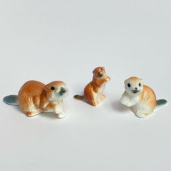 Vintage Miniature Bone China Beaver Figurines