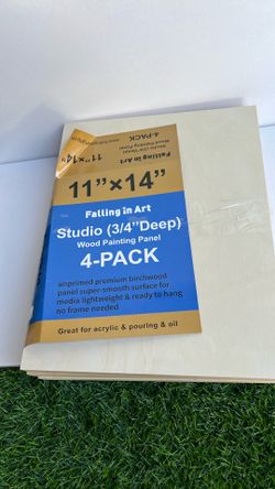 Kit de Paneles de Lienzo de Madera de Abedul Sin Terminar, Falling in Art Paquete de 2 de 14x18'' Tablas de Cuna de Estudio de 3/4'' de Profundidad pa