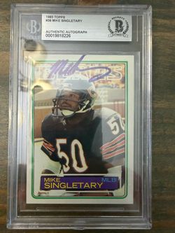 🏈 MIKE SINGLETARY BECKETT AUTHENTICATED AUTOGRAPHED 1983 TOPPS #38 CARD 🏈