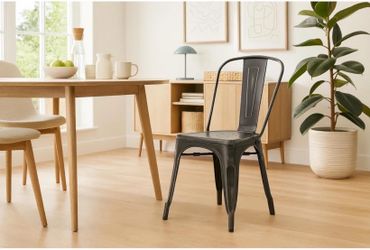 Bristel Black Metal Dining Chair Set Of 4 | Armless
