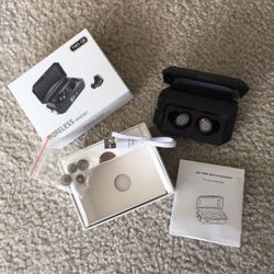 Brand new wireless Bluetooth earbuds with flashlights and cord never used waterproof with earmus