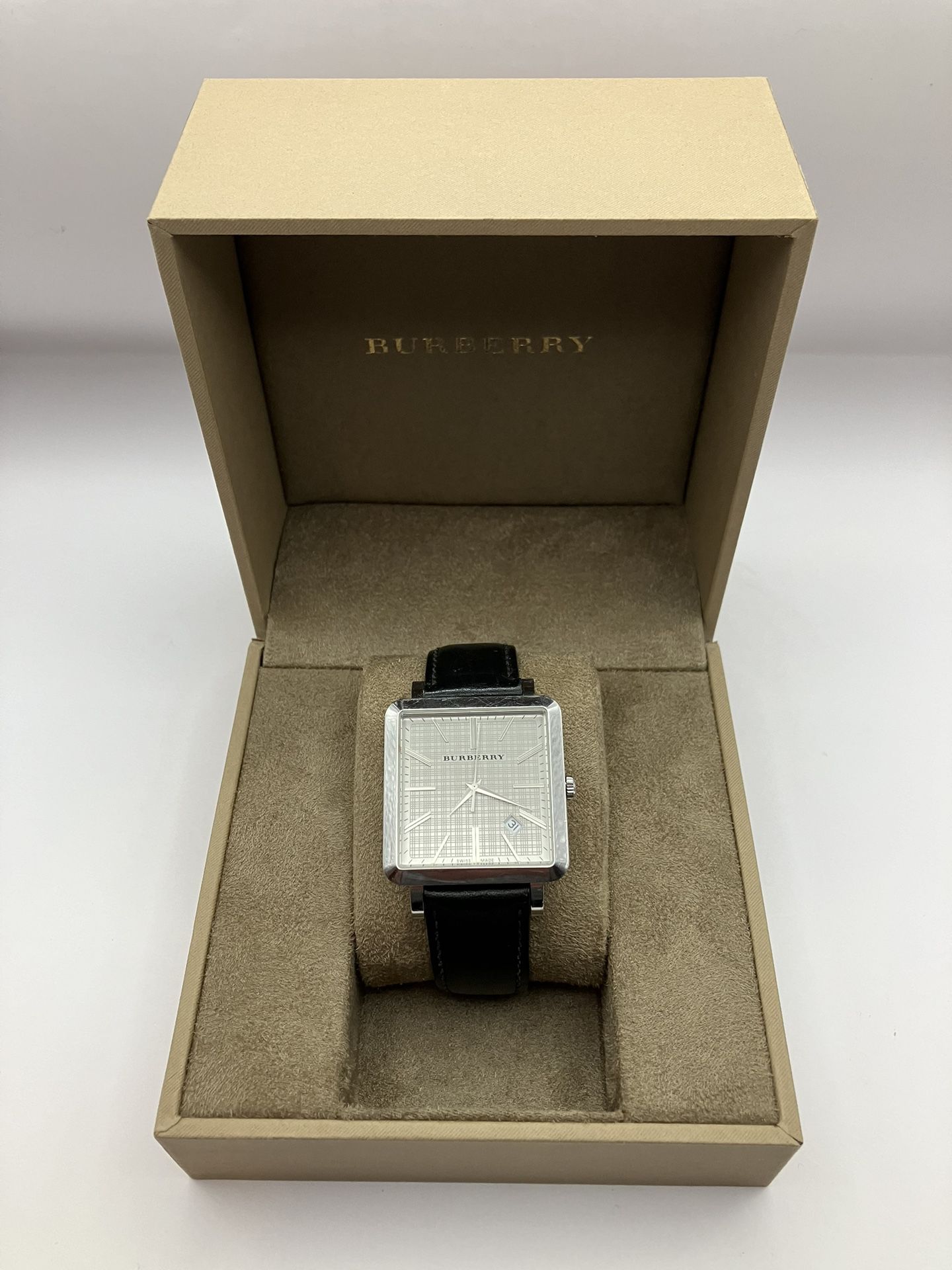 Burberry Watch Unisex BU1710 Authentic Watchbox Leather Stainless Steel Silver