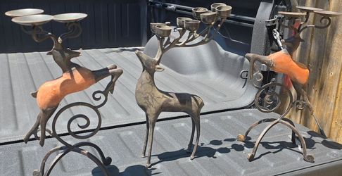 Metal Reindeer Candle Holders Set of 3