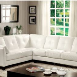 Brand New White Leather Contemporary Style Sectional Sofa