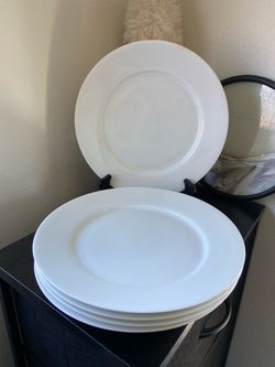 Crate & Barrel White Dinner Plates | Set of 5 | 11” Porcelain Japan Sri Lanka