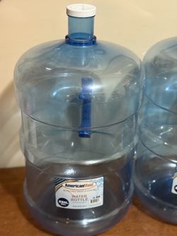 American Maid 5 Gallon BPA-Free Plastic Water Bottle Blue Clear Push Cap
