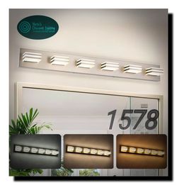 Modern LED Bathroom Vanity Light 36W Brushed Nickel – Adjustable 3 Color Over Mirror Light Fixture