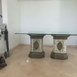 dining table with beveled glass