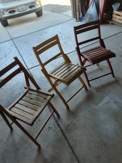Vintage Wooden Folding Chairs