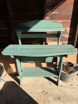 Green Painted Wood Potting Bench