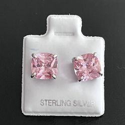 Large Cushion Cut Pink CZ In .925 Sterling Silver 