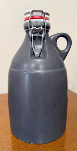 64 oz. satin grey ceramic beer growler handcrafted by the Portland Growler Company.