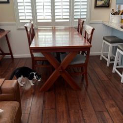 Beautiful Stone Pine Handmade Trestle Table And Chairs