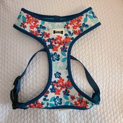 Dog Harness Woof Pet Harness Blue Trim Red Blue Flowers Size Large 