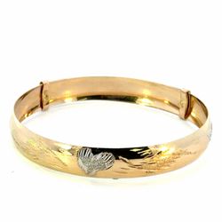 Little Girls Baby 14k Tri Toned Rose White Yellow Gold Heart Etched Bangle Bracelet 2” Inch GP3131674