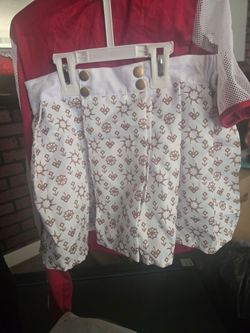 White Patterned Skirt with Gold Buttons