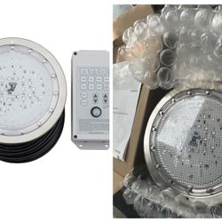 Open Box 10 Inch LED Multicolor Inground Pool Light – Stainless Steel Housing, 50ft Cord, RGB Controller for Wet Niche