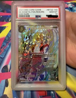 2023 DRAGON BALL SUPER GOD RARE #BT22-140 SS GOGETA, FUSION REBORN PSA 10