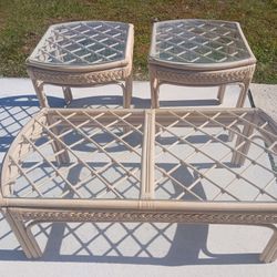Rattan Coffee And 2 End Tables 