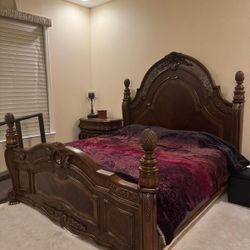 Michael Amini Luxury King Bedroom Set – Bed, Dresser, Mirror, 2 Nightstands