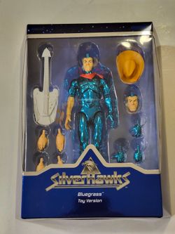 SUPER 7 ULTIMATES . SILVER HAWKS. BLUEGRASS 7 " VAC METAL ACTION FIGURE.
