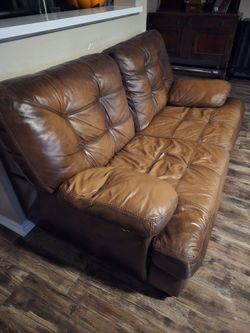 Brown Leather Loveseat 