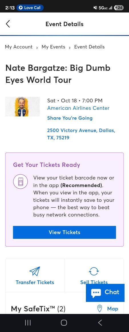 Nate Bargatze 10/18 2 Tickets