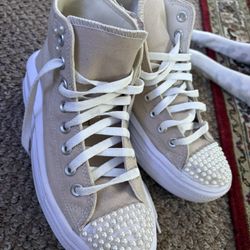 Converse Chucks High Top Cream Rhinestone