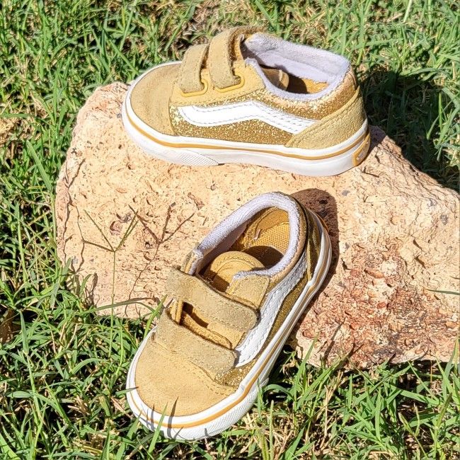 Vans Kids Gold and White Sneakers