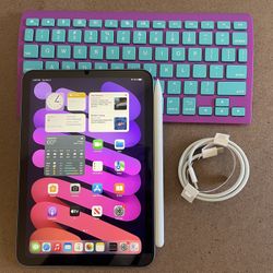  iPad Mini 6th Generation 64Gb pink Zagg Keyboard, Pen, Case, earphone  and Charger 