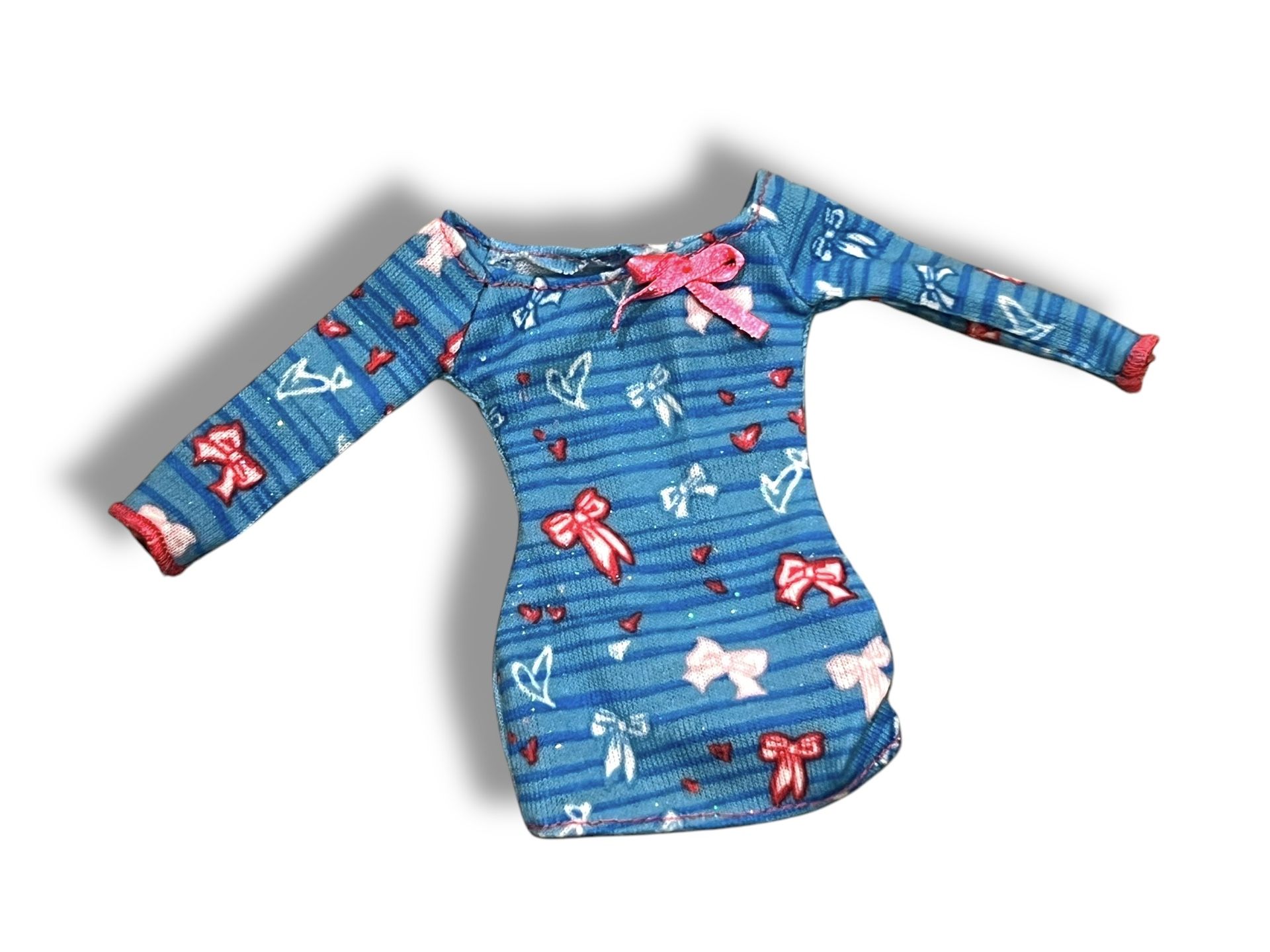Barbie Potty Training Taffy Barbie Doll Replacement Top Shirt Blue Pink Bow