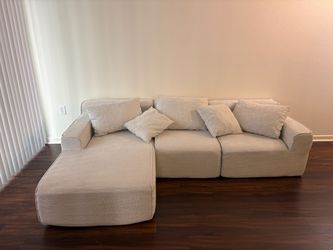 Modular Sectional L-Shaped Sofa/Couch, Light Gray/Grey, Left Facing