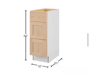 Hampton Bay 12 in. W x 21 in. D x 34.5 in. H Ready to Assemble Drawer Base Bath Cabinet in Unfinished