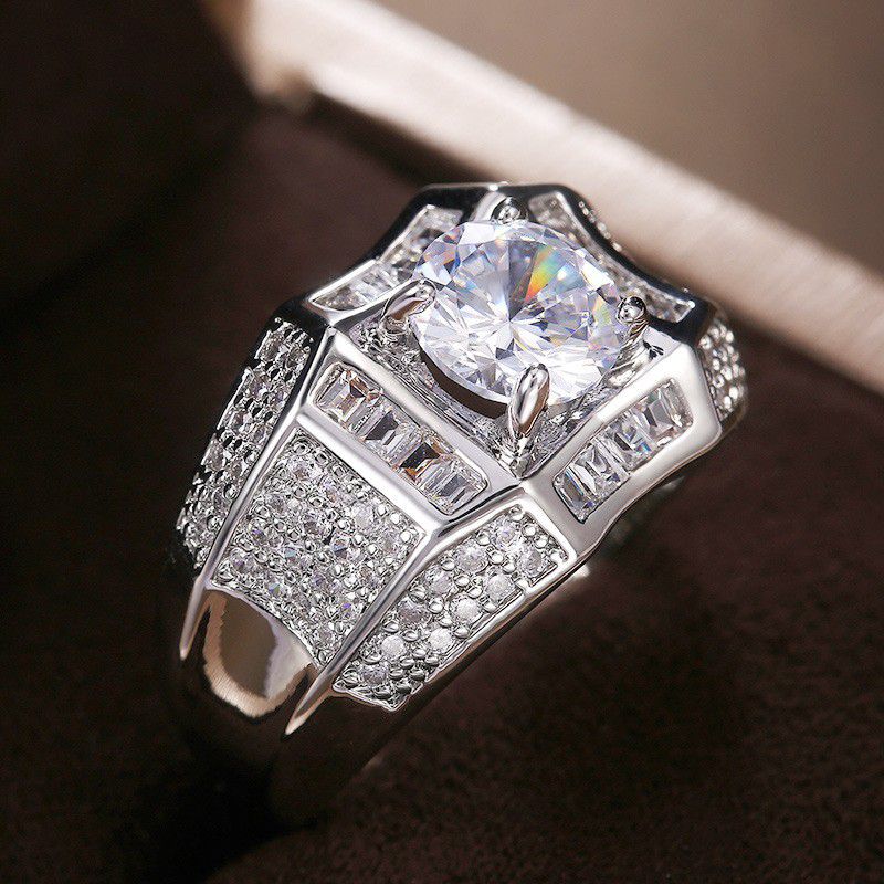 "Unique Shiny Zircon Square Chunky Fashion Wedding Rings for Women, PD643
 
  