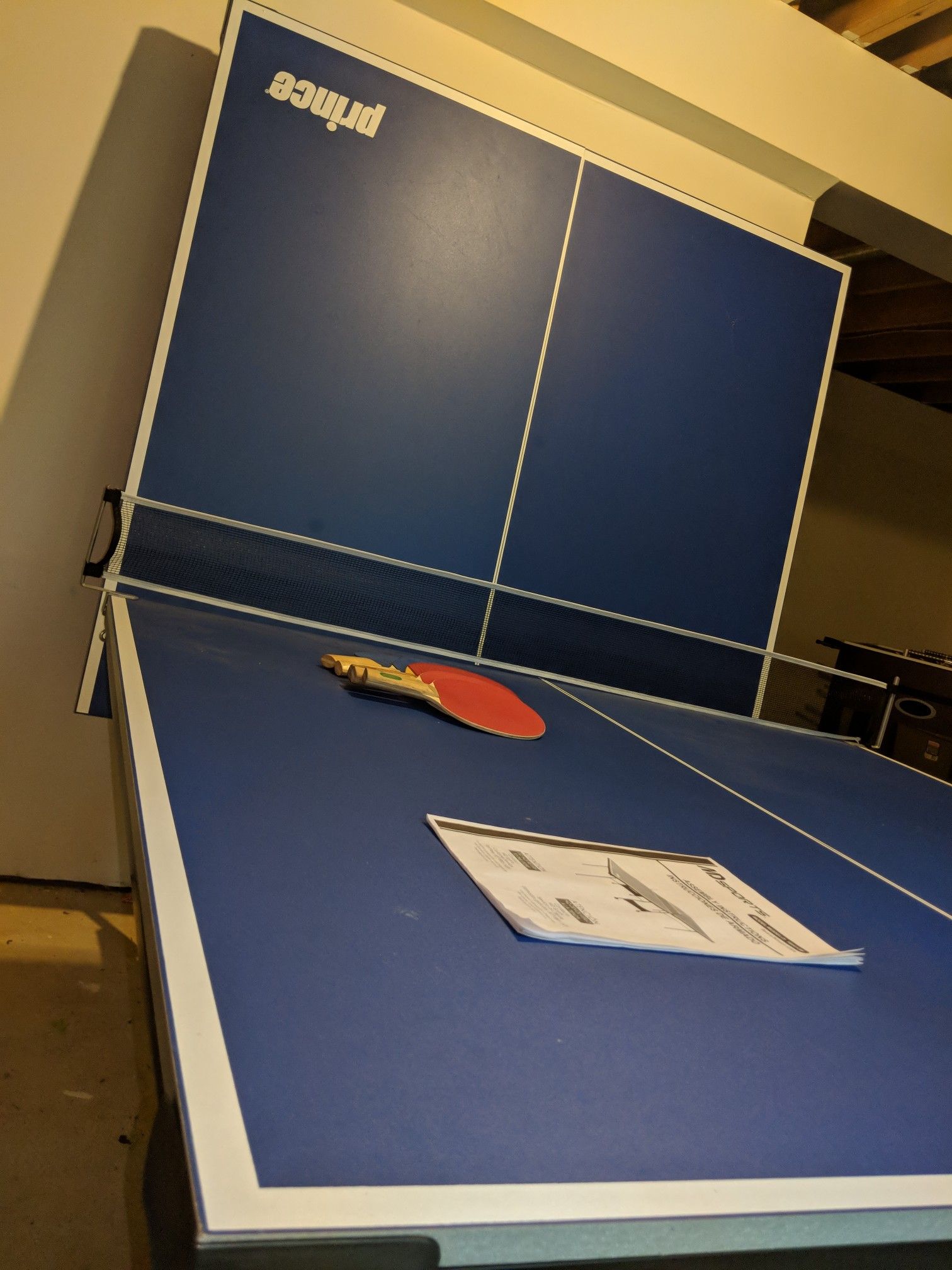 Prince ping pong table with instructions