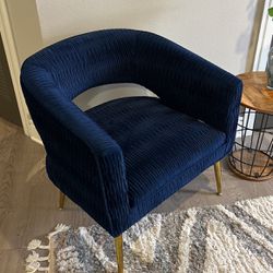 Dark Blue Loveseat With Metal Finishes