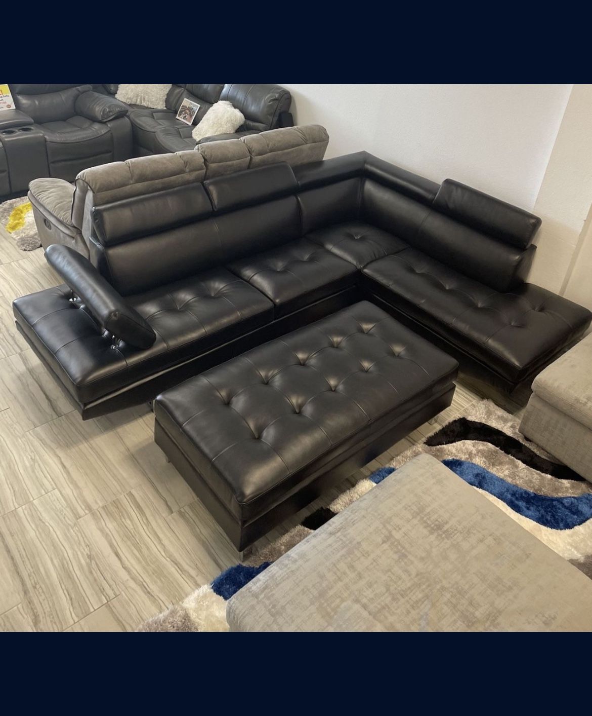 Autumn Sale! ONLY $699! Ibiza Black Sectional And Ottoman Set