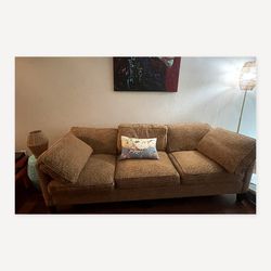 Tan 3-Seat Sofa – Soft Textured Fabric
