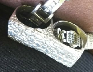 Solid 925 Sterling silver nugget style 2 finger ring