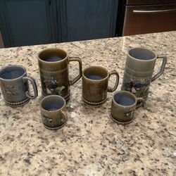 Irish Porcelain Wade Mugs Stein Lot 6 Pcs