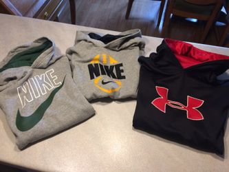 2 Nike Sweatshirts size M/L ea.$15 & Under Armour Hoodie size youth XL $25
