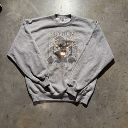 Vintage 90s jerzees Pro Hunt Big Game Gear dear buck grey crewneck sweatshirt Size L