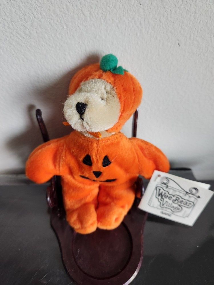 GANZ Wee Bear Village PUMPKINHEAD PH2994 Pumpkin Halloween Costume Teddy Bear