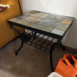 Metal and Stone Side Tables