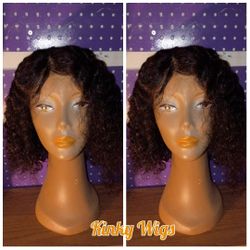 12" Bohemian Virgin Curly Deep Wave Glueless Human Hair Wig 