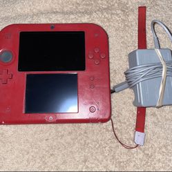 RED NINTENDO 2DS 3DS HANDHELD CONSOLE WITH VIDEO GAME & CHARGER