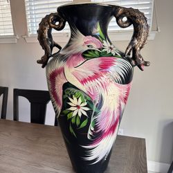 Mexican Bird Of Paradise Ceramic Vase