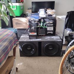 System 6000 Watt Amp 3000 4  Pvr Cross Over Amp Kit Pioneer Apple car  Radio An Brand New 15 Inch Skars An Back Up Camera 